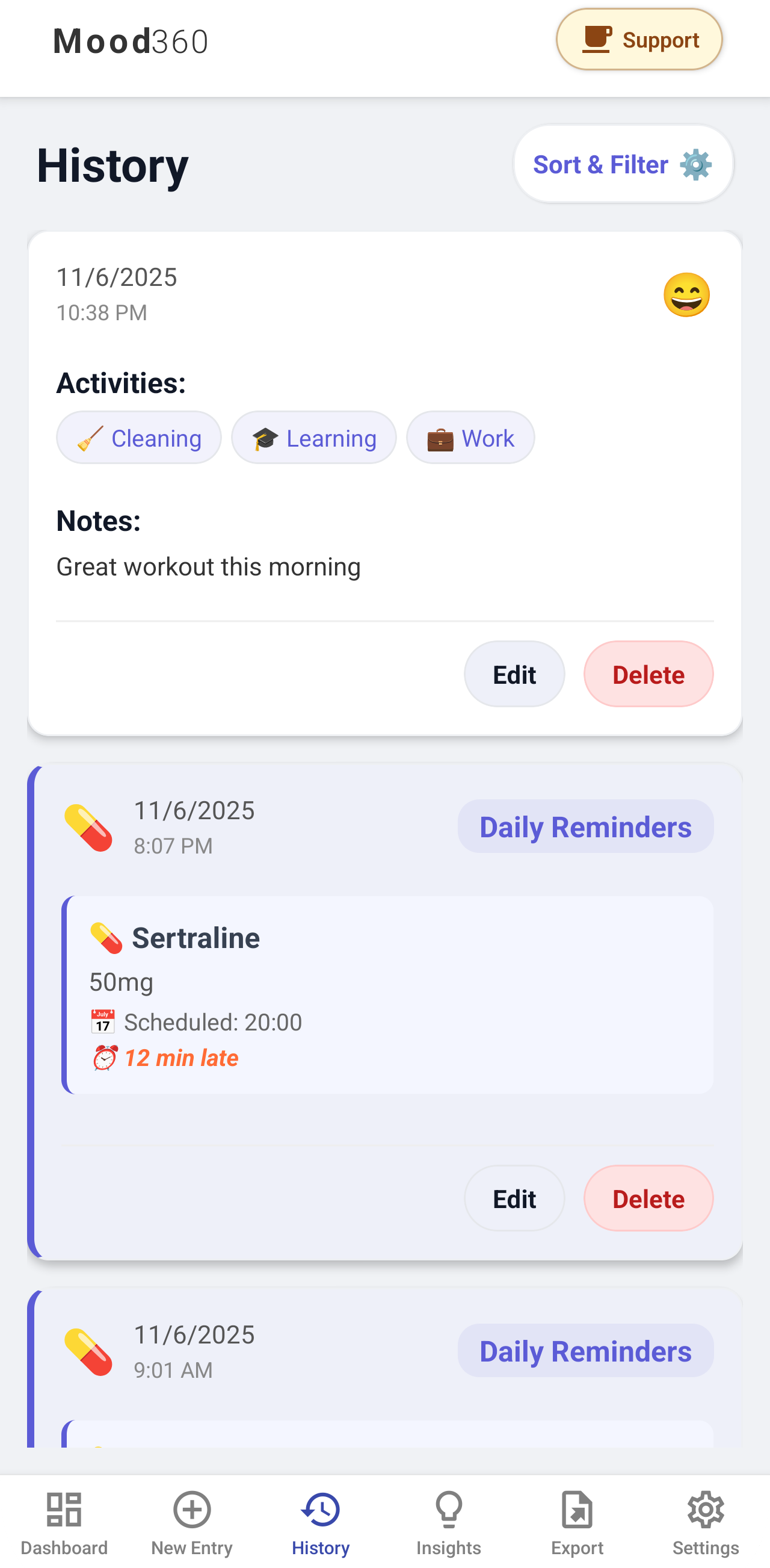Mood360 Medication Management